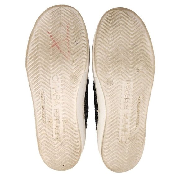 Chiara Ferragni I Feel Flat Glittered Emoji Sneakers 39 9 Silver - Picture 6 of 10